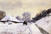 The Cart Snow-Covered Road at Honfleur Claude Monet